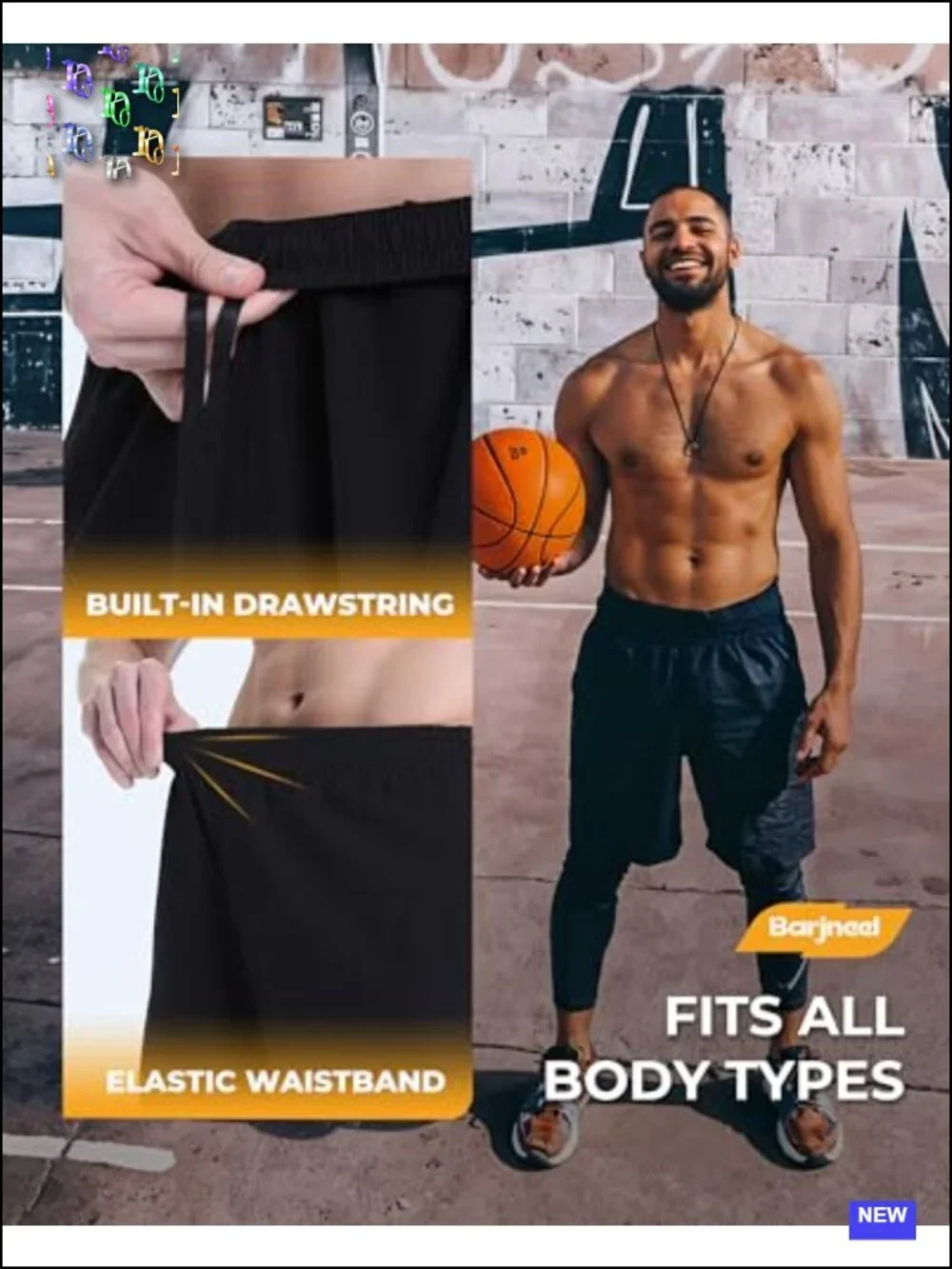 2 Pack Mens Gym Basketball Shorts Athletic Quick Dry Workout Shorts